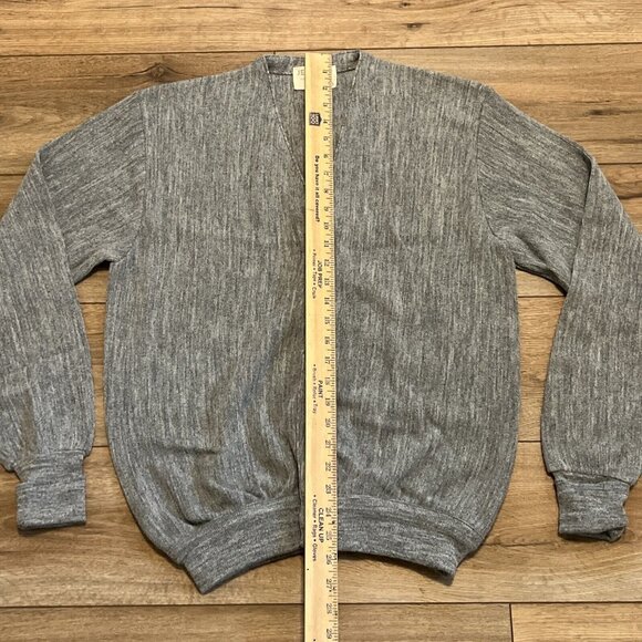 Men's VTG Jeff Links Knit Cardigan SZ LARGE Gray USA Made Button Front Grandpa - Picture 5 of 11